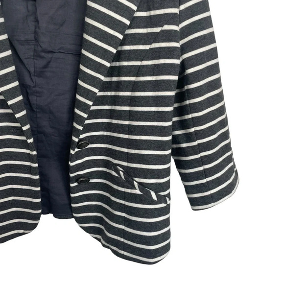 NWT Express Women’s Striped Stretch Cotton Blazer in Grey/White Size M - Picture 4 of 8